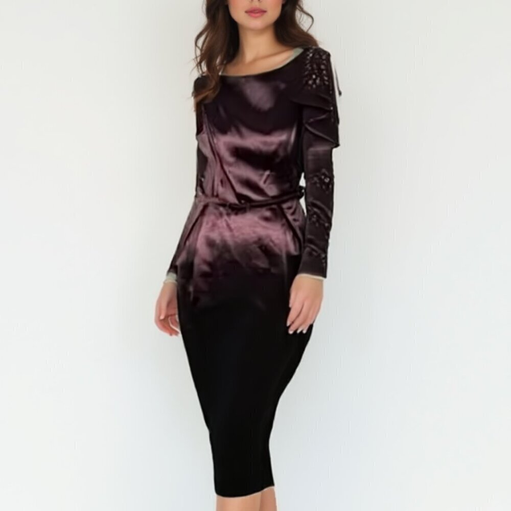 Eliza J Liquid Satin Cocktail Dress | Deep Plum Burgundy | Size 6